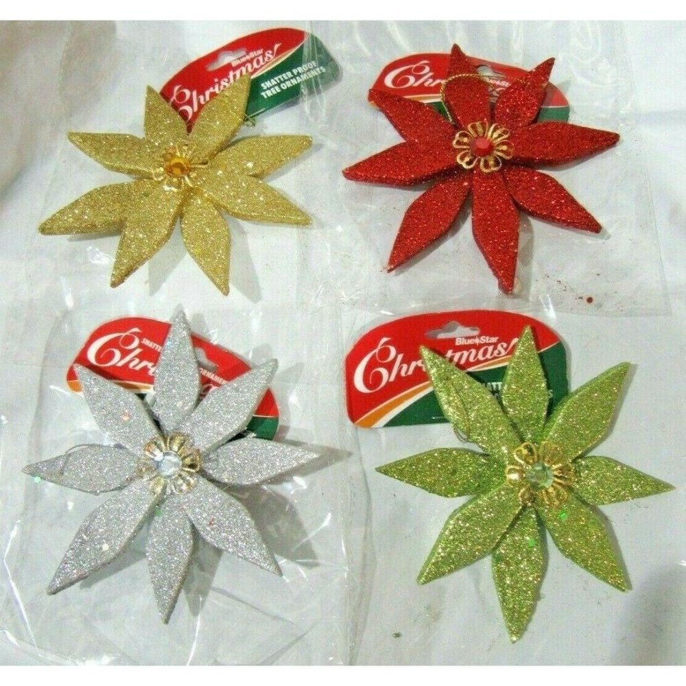 12 Flower Christmas Ornaments Shatterproof